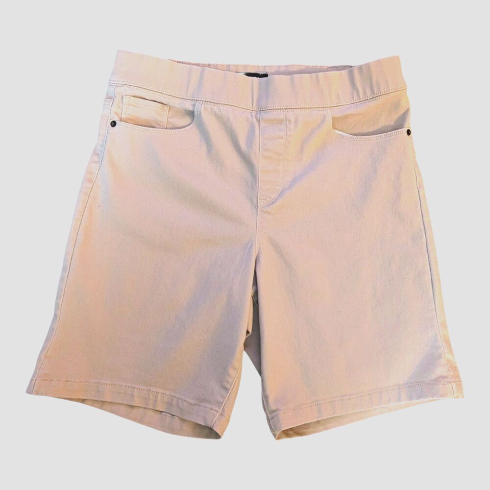 DKNY Women's Beige Chino Shorts - L Cotton Mid Rise 5-Pocket